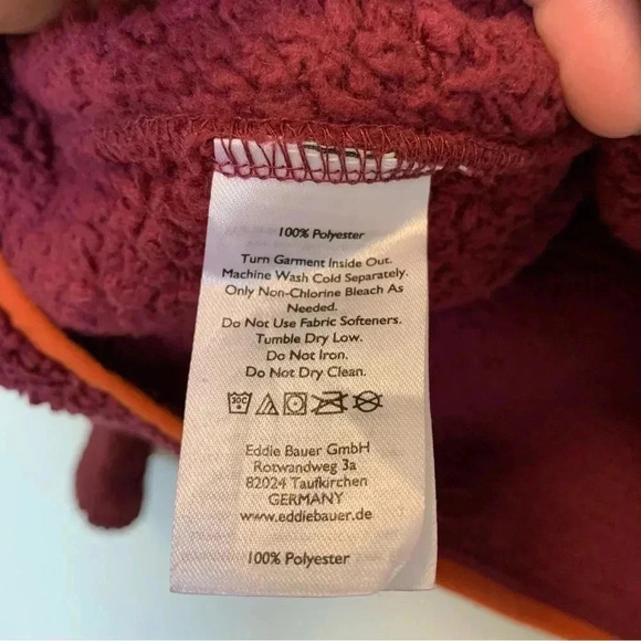Eddie Bauer orange red half buttons  fleece pullover - Picture 3 of 5